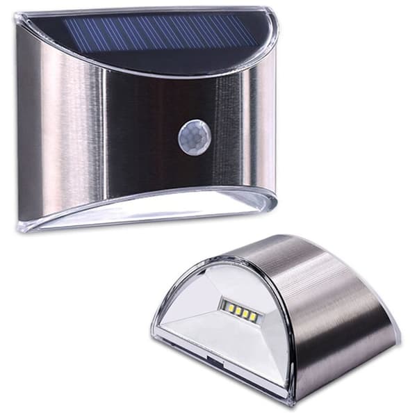 Solar Lamp Motion Sensor LED Waterproof Outdoor Wall Lights Stainless Steel Shell Lighting for Garden Home Use 2 pcs