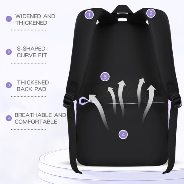 School Bag, Large Capacity Backpack for Teenagers, Girls' Backpack (Black)