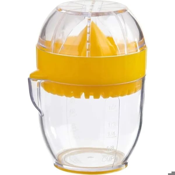 Lemon Squeezer with Built-in Strainer, 1/2 Cup Capacity, Graduated Container, Pour Spout, BPA-Free