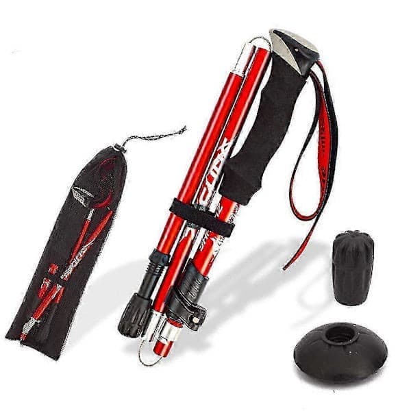 5-delt sammenleggbar turstav Turstaver Gåstav Vandring Naturehike Antishock rød 95-110cm