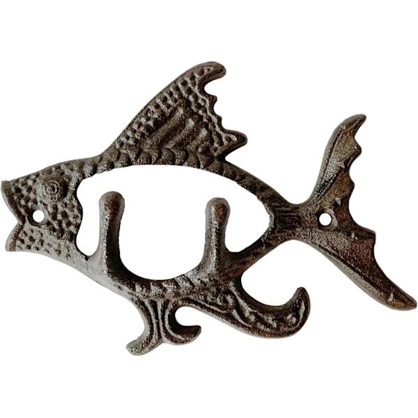 Rustic Fish Shaped Decorative Wall Hook Hanger, 1-pack Antique Cast Iron Mounted Wall Hooks