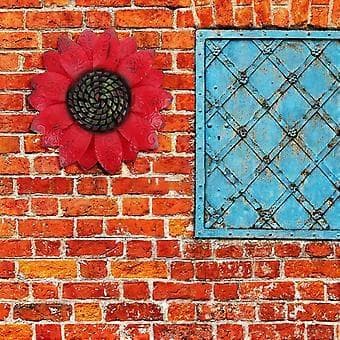 1 st Järnkonst Imitationsblomma Väggdekor Väggprydnad för Dekor (Röd)