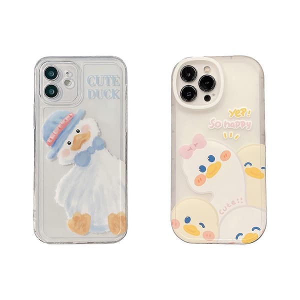 Cute Cartoon Duck iPhone 12 Case - Blue Lovely Anti-fall Soft Phone Cover
