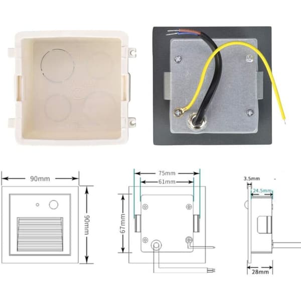 4-pack 3W LED Square Recessed Wall Light Cool White IP65 Step Lamp Aluminum Decorative Lighting & Lamps