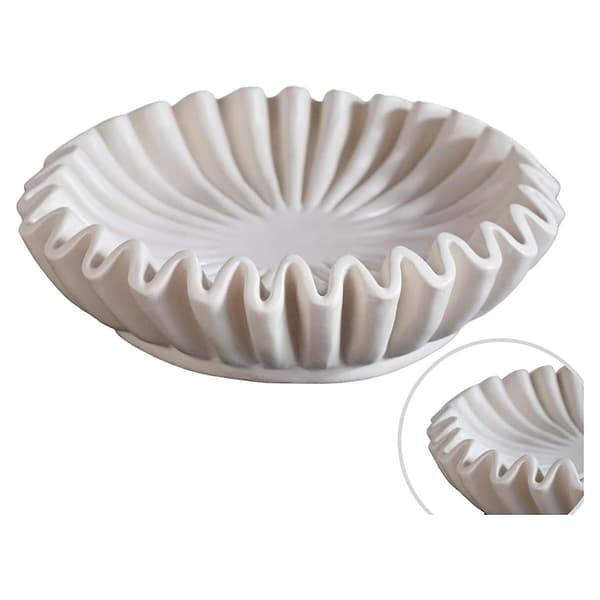 Fluted Ruffle Decorative Bowl - Home Decor Details for Living Room Styling Coffee Table Bookshelf