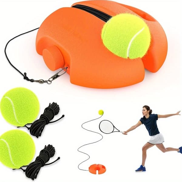Tennistræningssæt med 2 hoppebolde og træningsreb til begyndere 1PC blå base + 2PC bold med tråd 1PC blue base + 2PC ball with thread