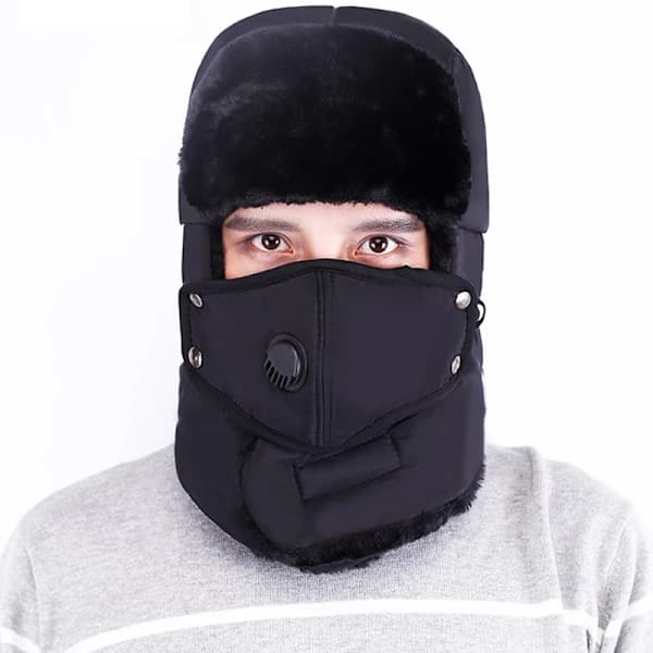 Herr Trapper Aviator Hattu Talvi Lämmin Maskilla Korvaläppä Lippis Musta