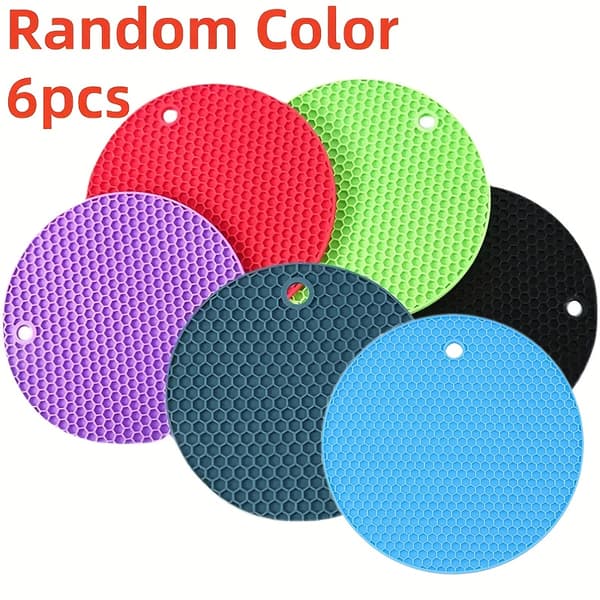 6-pack Round Heat-Resistant Non-Slip Pot Holder, Trivet for Kitchen Table, Bowl Mat Cup Coaster