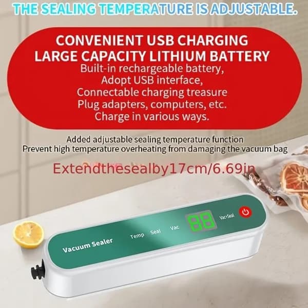 Cordless Vacuum Sealer Machine, Portable Automatic Food Sealer for Kitchen