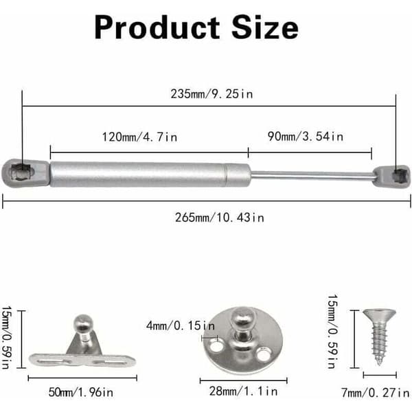 2-pack Gas Spring 60N/6kg, Soft-Closing Hydraulic Damper for Cabinet Doors, Compatible with Kitchen Cabinets