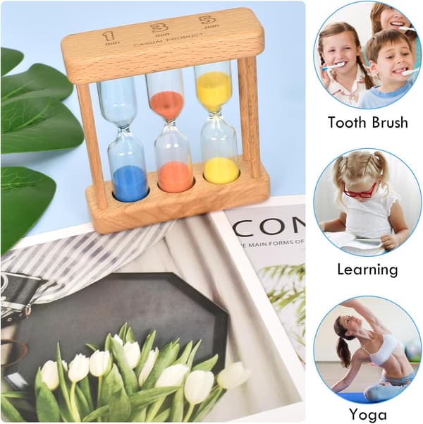 3 farver timeglas timer til børn, 1+3+5 minutter mini timeglas, køkken madlavning timer til klasseværelse hjemmekontor dekoration