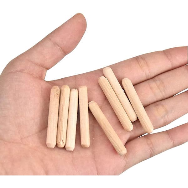 100-pack räfflade trätappar, avsmalnande trätappar, björktappar, 6mm X 40mm