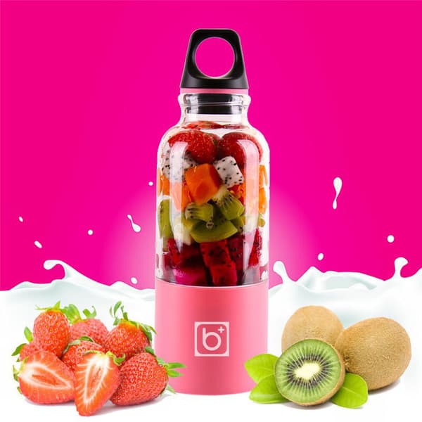 Fruit Blender, 500ml USB Rechargeable Juicer, Personal Portable Mini Blender, Portable Blender for Fruit and Vegetable Juice, Automatic Tool (Pink)