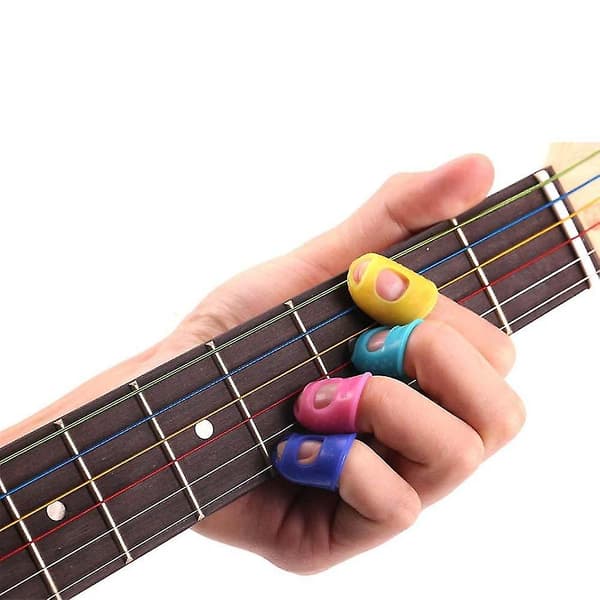 Gitarr Fingerspets Skydd Silikon Fingerskydd Slumpmässiga Färger, 15 st