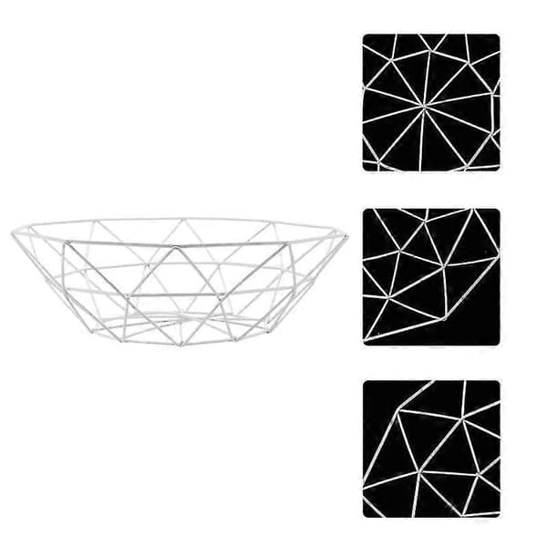Iron Art Basket Snacks Food Basket Fruit Vegetable Storage Container Multifunctional Drain Basket Storage Tray For Home Kitchen (White Size S)