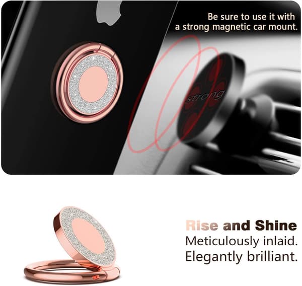 Telefonringholder Grebsstativ, Kompatibel med Alle Smartphones/Covers (Rosaguld)[JUN]