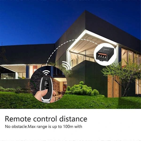 12V Remote Control Switch with 30A Relay, DC 72V 60V 48V 36V 24V 12V Wireless Switch for Lights, Lamps, Fans Black