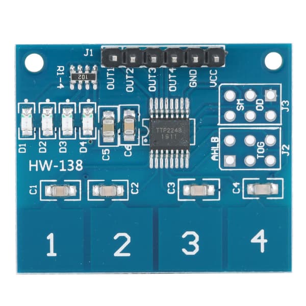 5 stk. berøringsbrytermodul TTP224 kapasitiv 4 kanaler digital sensor elektrisk utstyr