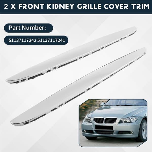 2 stk Krom ABS Støtfanger Over Pansergitter Trim 51137117242 for 3-serie E90 E91 2006-2008