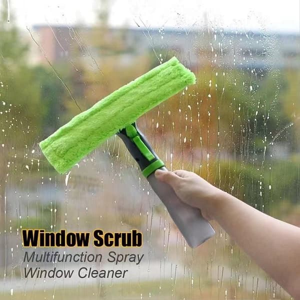 Window Squeegee - Machine Washable Microfiber Pad & Scraper for Mirrors/Tiles/Shower Screens/Glass Cleaning