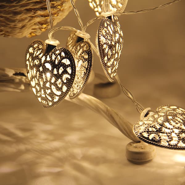LED-blitsstreng jernhjerte hul strenganheng gull