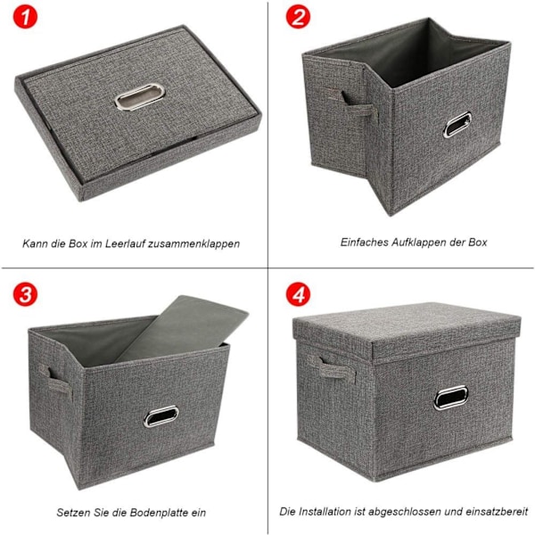 Storage Box Foldable Linen Fabric Clothes Storage Basket with Lid