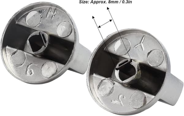 Gas Stove Switch, 1 Piece Silver, 8mm 45° Metal Knob, Replacement for Hob and Microwave
