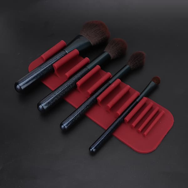Blød silikone vægmonteret makeupbørste Tandbørsteholder Stativ Organizer Rack (mørkerød)