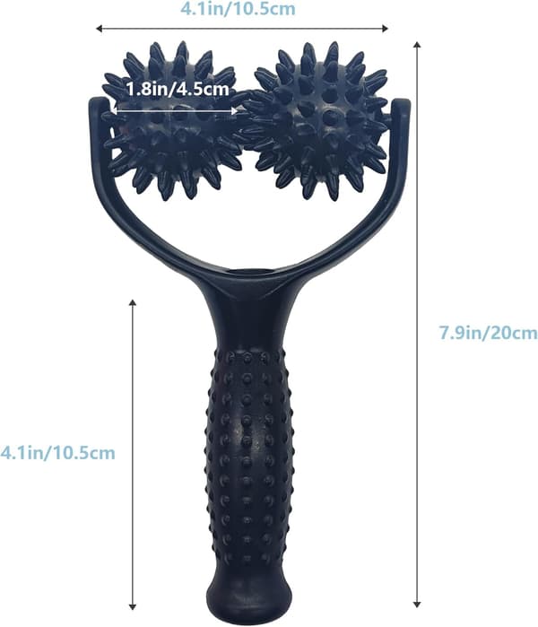 Black Massage Roller with Handle, Anti-Cellulite Massager Roller