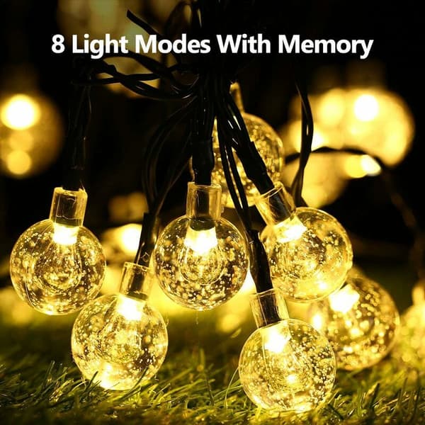 30 LED Solar String Lights 6.5M, 8 Modes Waterproof Outdoor for Garden, Patio, Wedding - Warm White