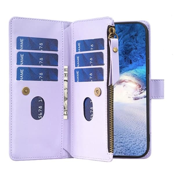 Til Samsung A34 5G Solid Farve Lynlås Etui Case Bf19 Stil Lilla Lilla Stil F Samsung Galaxy A34 5G