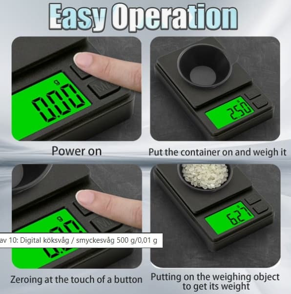 Digitaalinen keittiövaaka / koruvaaka 500 g / 0,01 g