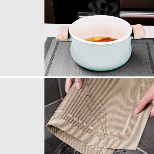 Sett med 10 varmebestandige bordbrikker, PVC-middagsbrikker