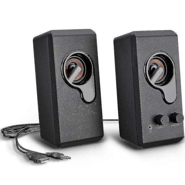 Computer Speakers, PC Speakers Stereo Sound USB Powered Multimedia Speakers with Colorful LED Light for Desktop Laptop PC (Two-Pack)