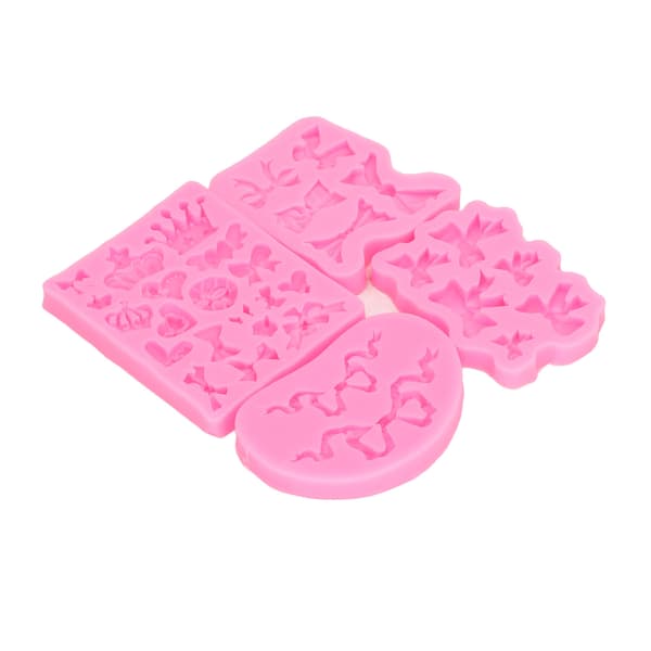 4 stk. sløjfe-krone silikoneforme, holdbare fødevaregodkendte non-stick fondantforme til kage, brød, chokolade