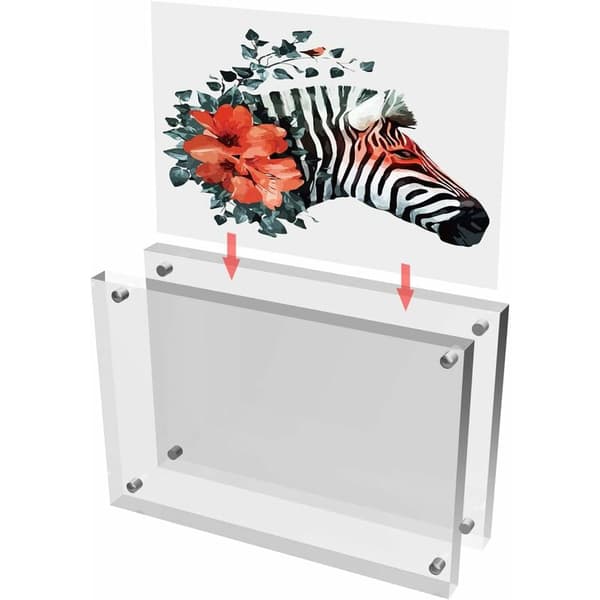 Magnetic Acrylic Photo Frame - 15cm x 10cm - Double-Sided Display Block - Clear Transparent - 2cm Thickness -