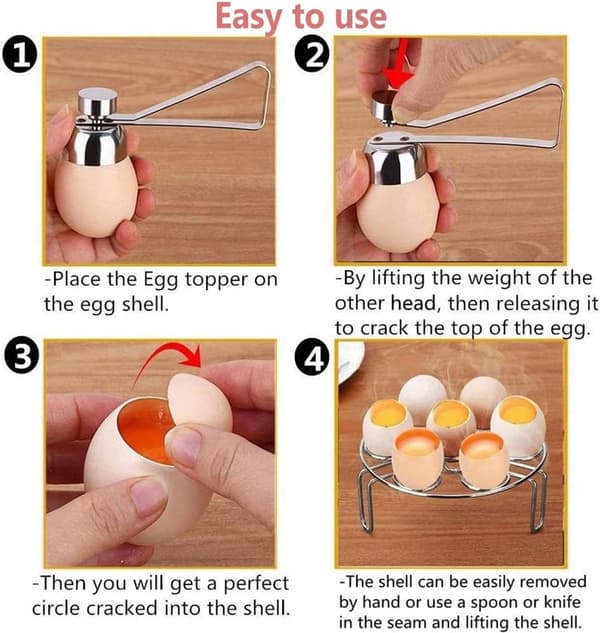 Stainless Steel Egg Topper - Egg Opener - Kitchen Gadget for Raw or Soft Boiled Eggs - Dishwasher Safe