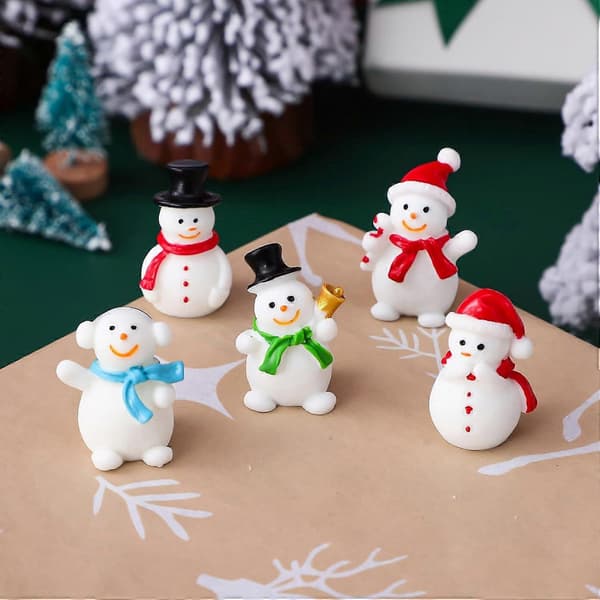 5 Mini Snemand Figurer til Julehåndværk og DIY Indretning-FX-