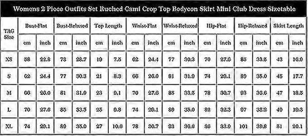 Dame 2-delt sett rynket Cami Crop Top Bodycon Skjørt Minikjole