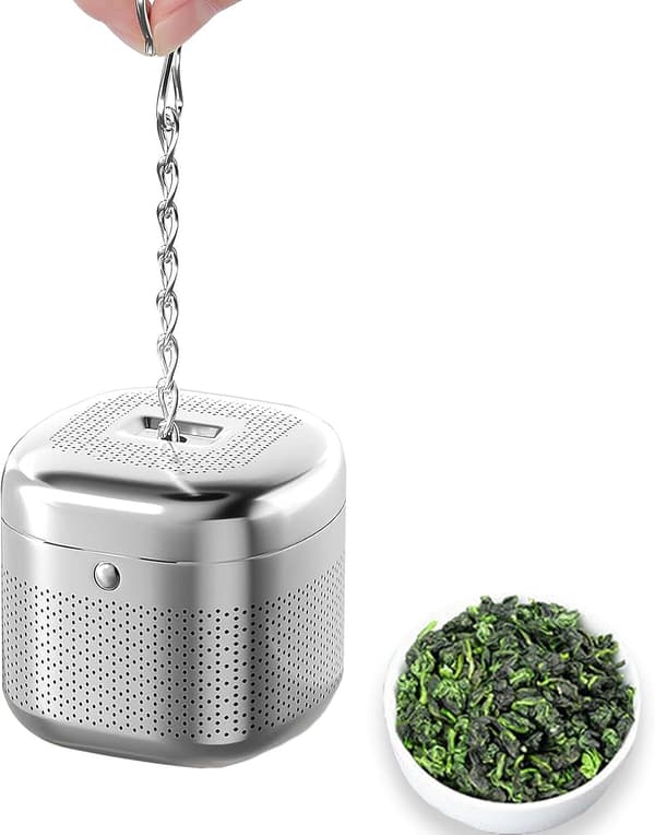 Finmasket 3,8x3,8 cm Firkantet Teinfuser med Kædekrog og Låg til Løs Te