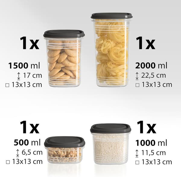 Airtight Storage Jars with Lids | Set of 8 Storage Containers | Waterproof | BPA-Free | Kitchen Storage Box