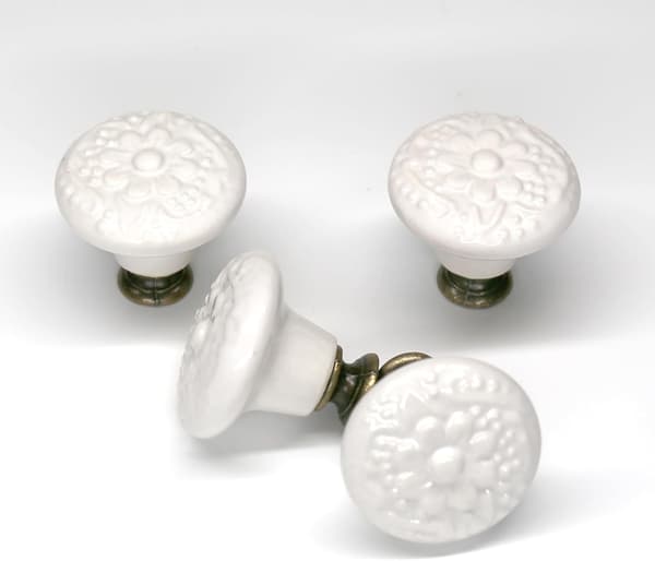 12-pack Vintage Cabinet Knobs with 34mm Round Ceramic Handles, Rose