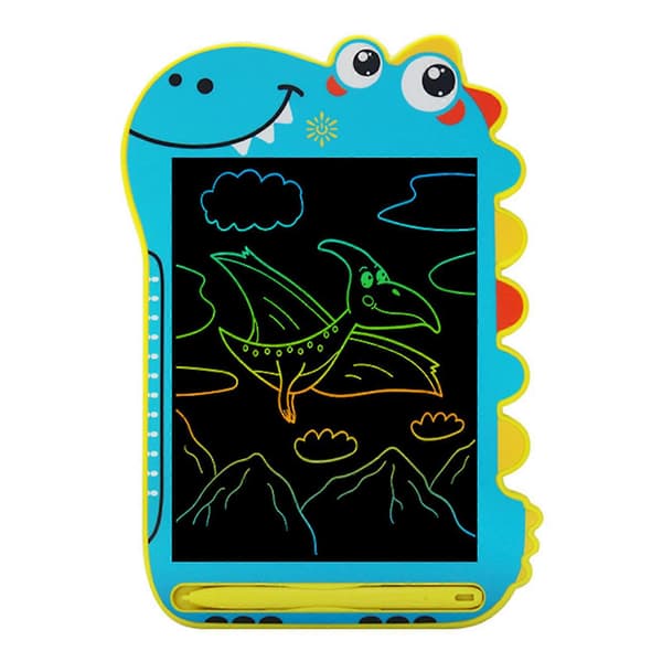 8,5 tommer dinosaurie LCD-skriveplade til børn - Genanvendelig doodle-tavle tegneplade, pædagogisk legetøjsgave til drenge og piger 3-6 år [DB] Blå Blue