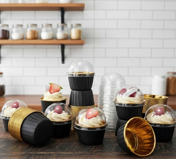 Muffin Tin with Lid 25pcs Cupcake Mold Aluminum Black