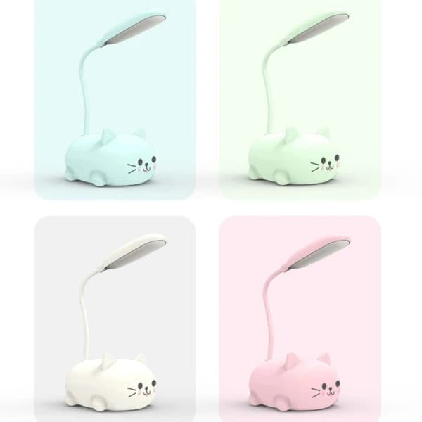LED-bordslampa tecknad söt katt nattlampa rosa