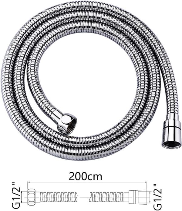 Universal bruseslange (G1/2 tomme - 2 m) - anti-twist - anti-friktion - rustfrit stål/krom