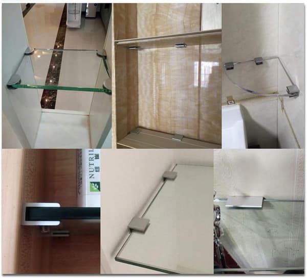 8 Pcs Square Aluminum Alloy Shelf Brackets (Suitable for 5-8mm Thick Glass)