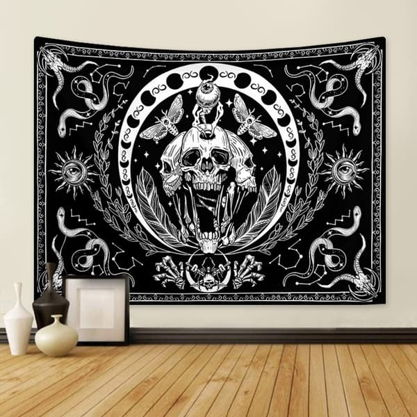 130x150cm Black and White Skull Tapestry for Nature