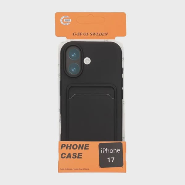 Silikonmobilskal med kortholder for iPhone 17 - Svart