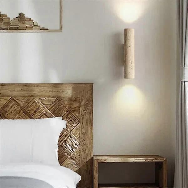 Wall Lamp Travertine Stone Sconce Lamp with E27 Bulb for Bedroom Living Room Hall Wall Light